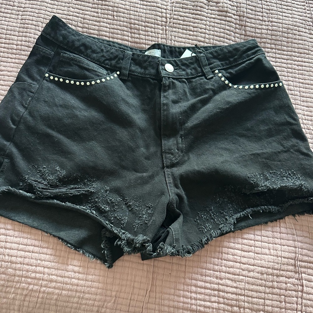 Black Studded Women's Shorts